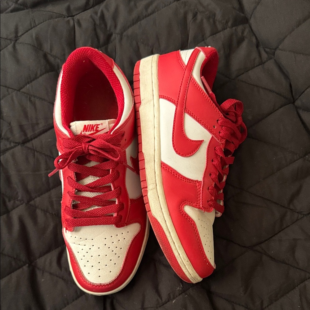 Nike Red and White Dunk Low